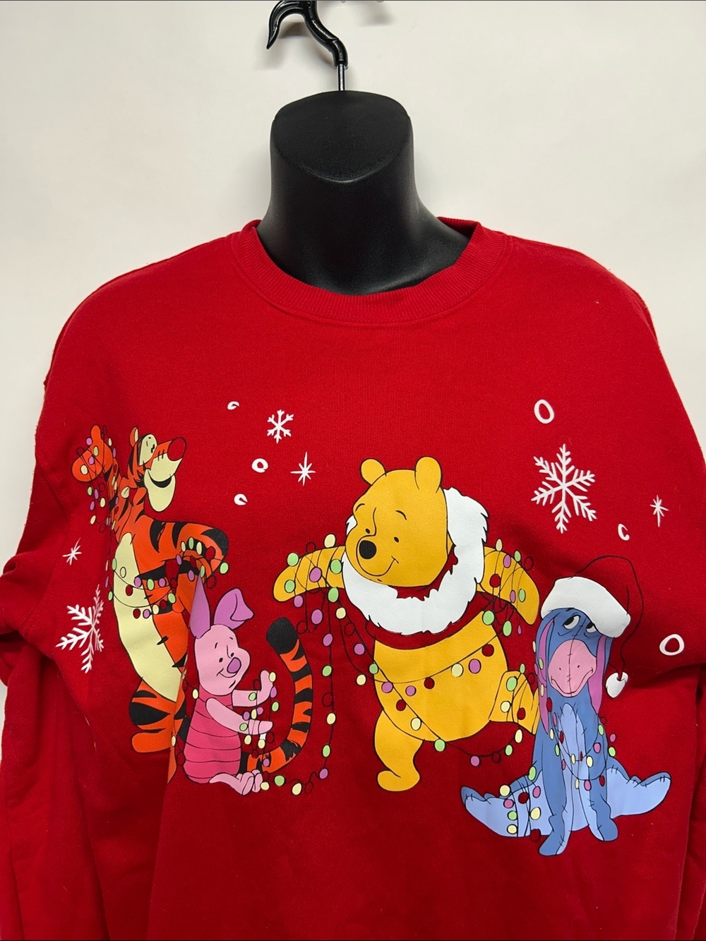 Disney Winnie the Pooh Red Christmas holiday sweater size extra small